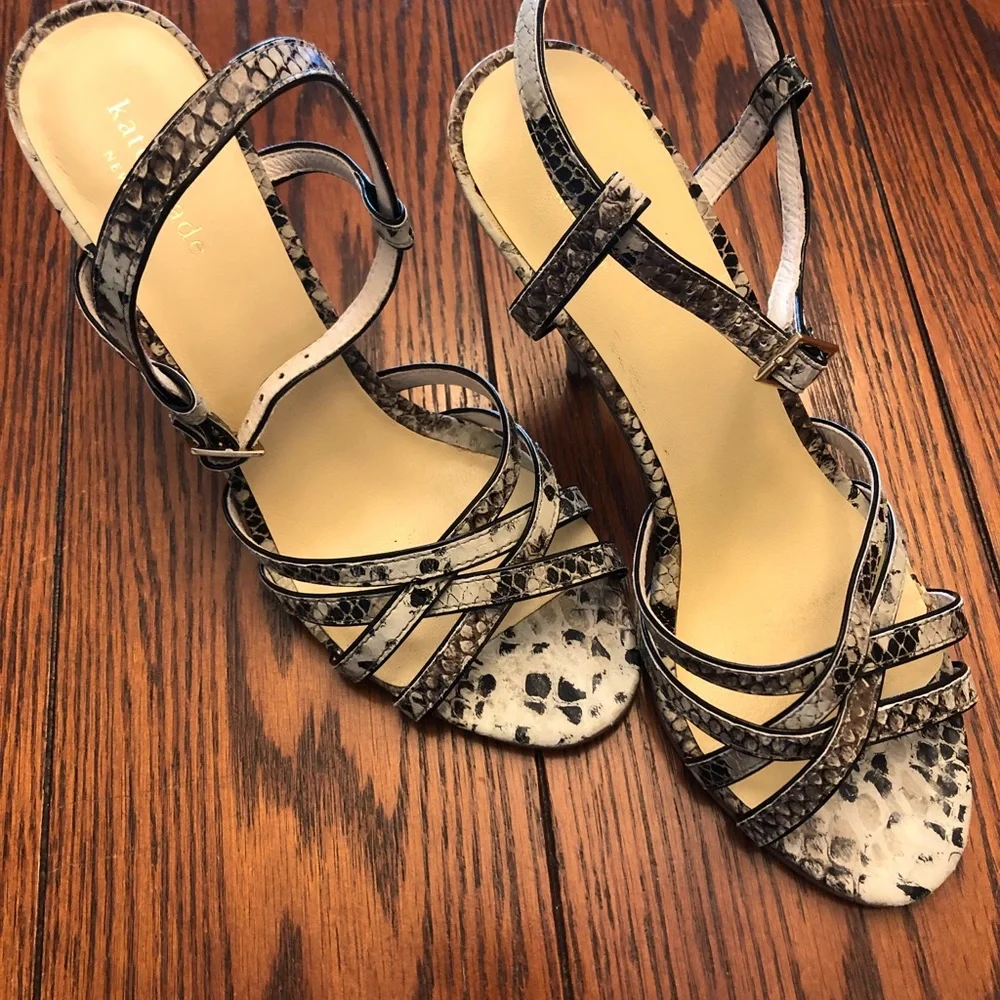 Kate Spade Strappy Snakeskin 4” Heals - Picture 4 of 8